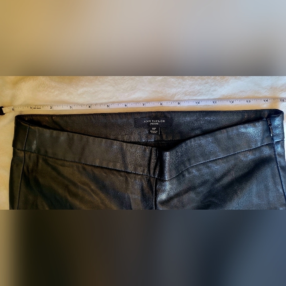 Ann Taylor Faux Leather Pants Womens Size 8 Black Vegan Leather - Picture 9 of 13